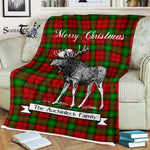Scotstee Shop - Scotstee Shop Tartan Plaid Fleece Blankets With Moose Clan Auchinleck Tartan Plaid Christmas Blanket
