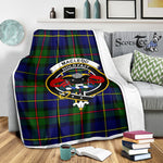 Scotstee Shop Tartan Plaid Blanket MacLeod Of Harris Modern Clan Crest Badge Scottish Tartan Plaid Sherpa Blanket