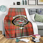 Scotstee Shop Tartan Plaid Blanket MacDougall Ancient Clan Crest Badge Scottish Tartan Plaid Sherpa Blanket