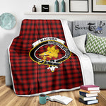 Scotstee Shop Tartan Plaid Blanket MacIver Red Clan Crest Badge Scottish Tartan Plaid Sherpa Blanket