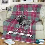 Scotstee Shop - Scotstee Shop Tartan Plaid Fleece Blankets With Moose Clan Crawford Ancient Tartan Plaid Christmas Blanket