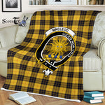 Scotstee Shop Tartan Plaid Fleece Blankets MacLeod Of Lewis Ancient Clan Crest Badge Scottish Tartan Plaid Sherpa Blanket
