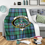Scotstee Shop Tartan Plaid Blanket Morrison Ancient Clan Crest Badge Scottish Tartan Plaid Sherpa Blanket
