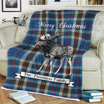 Scotstee Shop - Scotstee Shop Tartan Plaid Fleece Blankets With Moose Clan Thomson Blue Tartan Plaid Christmas Blanket
