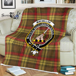 Scotstee Shop - Scotstee Shop Tartan Plaid Fleece Blankets MacMillan Old Weathered Clan Crest Badge Tartan Fleece Blanket Scottish