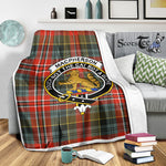 Scotstee Shop Tartan Plaid Blanket MacPherson Weathered Clan Crest Badge Scottish Tartan Plaid Sherpa Blanket