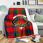 Scotstee Shop Tartan Plaid Blanket MacNicol Clan Crest Badge Scottish Tartan Plaid Sherpa Blanket