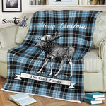 Scotstee Shop - Scotstee Shop Tartan Plaid Fleece Blankets With Moose Clan Clark Tartan Plaid Christmas Blanket