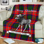 Scotstee Shop - Scotstee Shop Tartan Plaid Fleece Blankets With Moose Clan Charteris Tartan Plaid Christmas Blanket