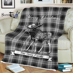 Scotstee Shop - Scotstee Shop Tartan Plaid Fleece Blankets With Moose Clan Grey Douglas Tartan Plaid Christmas Blanket