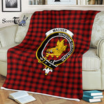 Scotstee Shop - Scotstee Shop Tartan Plaid Fleece Blankets MacIver Red Clan Crest Badge Tartan Fleece Blanket Scottish
