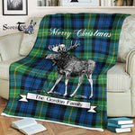 Scotstee Shop - Scotstee Shop Tartan Plaid Fleece Blankets With Moose Clan Gordon Ancient Tartan Plaid Christmas Blanket