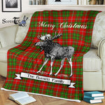 Scotstee Shop - Scotstee Shop Tartan Plaid Fleece Blankets With Moose Clan Burnett Tartan Plaid Christmas Blanket