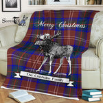 Scotstee Shop - Scotstee Shop Tartan Plaid Fleece Blankets With Moose Clan Chisholm Hunting Modern Tartan Plaid Christmas Blanket