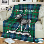 Scotstee Shop - Scotstee Shop Tartan Plaid Fleece Blankets With Moose Clan Urquhart Ancient Tartan Plaid Christmas Blanket