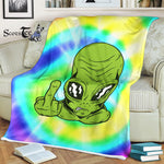 Scotstee Shop - Scotstee Shop Blanket Angry Alien Tie Dye Rainbow Hippie Fleece Blanket
