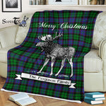 Scotstee Shop - Scotstee Shop Tartan Plaid Fleece Blankets With Moose Clan Ferguson of Balquhidder Tartan Plaid Christmas Blanket