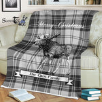 Scotstee Shop - Scotstee Shop Tartan Plaid Fleece Blankets With Moose Clan Glen Grey Tartan Plaid Christmas Blanket