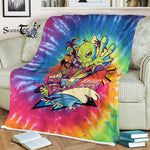 Scotstee Shop - Scotstee Shop Blanket Funny Alien Tie Dye One Hippie Rainbow Fleece Blanket