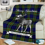 Scotstee Shop - Scotstee Shop Tartan Plaid Fleece Blankets With Moose Clan Colquhoun Tartan Plaid Christmas Blanket