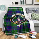 Scotstee Shop Tartan Plaid Blanket MacIntyre Hunting Modern Clan Crest Badge Scottish Tartan Plaid Sherpa Blanket