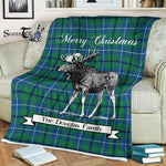 Scotstee Shop - Scotstee Shop Tartan Plaid Fleece Blankets With Moose Clan Douglas Ancient Tartan Plaid Christmas Blanket