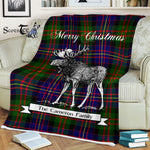 Scotstee Shop - Scotstee Shop Tartan Plaid Fleece Blankets With Moose Clan Cameron Of Erracht Modern Tartan Plaid Christmas Blanket