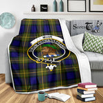 Scotstee Shop Tartan Plaid Blanket Muir Clan Crest Badge Scottish Tartan Plaid Sherpa Blanket