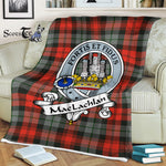 Scotstee Shop - Scotstee Shop Tartan Plaid Fleece Blankets MacLachlan Weathered Clan Badge Tartan Fleece Blanket Scottish