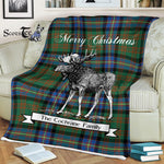 Scotstee Shop - Scotstee Shop Tartan Plaid Fleece Blankets With Moose Clan Cochrane Ancient Tartan Plaid Christmas Blanket