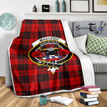 Scotstee Shop Tartan Plaid Blanket MacLeod Of Raasay Clan Crest Badge Scottish Tartan Plaid Sherpa Blanket