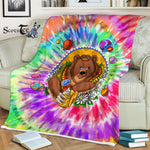 Scotstee Shop - Scotstee Shop Blanket Hippie Bear Tie Dye Rainbow Hippie Fleece Blanket