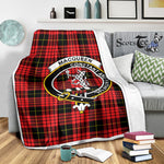 Scotstee Shop Tartan Plaid Blanket MacQueen Clan Crest Badge Scottish Tartan Plaid Sherpa Blanket