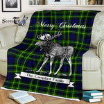 Scotstee Shop - Scotstee Shop Tartan Plaid Fleece Blankets With Moose Clan Campbell Of Breadalbane Modern Tartan Plaid Christmas Blanket