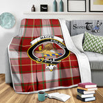 Scotstee Shop Tartan Plaid Blanket MacFie Clan Crest Badge Scottish Tartan Plaid Sherpa Blanket