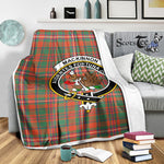 Scotstee Shop Tartan Plaid Blanket MacKinnon Ancient Clan Crest Badge Scottish Tartan Plaid Sherpa Blanket