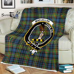 Scotstee Shop - Scotstee Shop Tartan Plaid Fleece Blankets MacLellan Clan Crest Badge Tartan Fleece Blanket Scottish