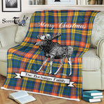 Scotstee Shop - Scotstee Shop Tartan Plaid Fleece Blankets With Moose Clan Buchanan Ancient Tartan Plaid Christmas Blanket