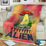 Scotstee Shop - Scotstee Shop Blanket Alien Abduction Magic Mushroom UFO Hippie Fleece Blanket