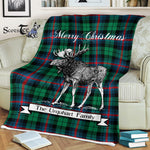 Scotstee Shop - Scotstee Shop Tartan Plaid Fleece Blankets With Moose Clan Urquhart Broad Red Ancient Tartan Plaid Christmas Blanket