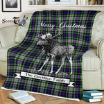 Scotstee Shop - Scotstee Shop Tartan Plaid Fleece Blankets With Moose Clan Davidson of Tulloch Dress Tartan Plaid Christmas Blanket