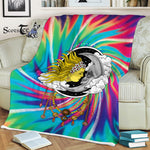 Scotstee Shop - Scotstee Shop Blanket Celestial Skull Moon Tie-Dye Colorful Rainbow Hippie Fleece Blanket
