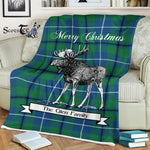 Scotstee Shop - Scotstee Shop Tartan Plaid Fleece Blankets With Moose Clan Glen Ancient Tartan Plaid Christmas Blanket
