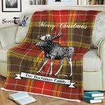 Scotstee Shop - Scotstee Shop Tartan Plaid Fleece Blankets With Moose Clan Buchanan Old Set Weathered Tartan Plaid Christmas Blanket