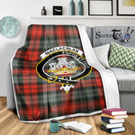 Scotstee Shop Tartan Plaid Blanket MacLachlan Weathered Clan Crest Badge Scottish Tartan Plaid Sherpa Blanket