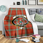 Scotstee Shop Tartan Plaid Blanket Morrison Red Ancient Clan Crest Badge Scottish Tartan Plaid Sherpa Blanket
