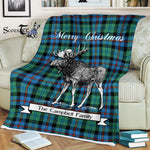 Scotstee Shop - Scotstee Shop Tartan Plaid Fleece Blankets With Moose Clan Campbell Of Cawdor Ancient Tartan Plaid Christmas Blanket