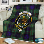 Scotstee Shop - Scotstee Shop Tartan Plaid Fleece Blankets Monteith Hunting Clan Crest Badge Tartan Fleece Blanket Scottish