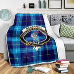 Scotstee Shop Tartan Plaid Blanket McKerrell Blue Clan Crest Badge Scottish Tartan Plaid Sherpa Blanket