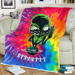Scotstee Shop - Scotstee Shop Blanket Alien Salute Tie Dye Funny Hippie Fleece Blanket